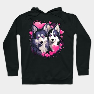 Alaskan Husky Couple Valentine Hoodie